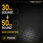 Square to Round Base Converters 3D Print Full Range