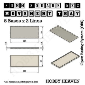 Square and Rectangle Movement Trays for Tabletop Games | Warhammer Compatible | Full Range