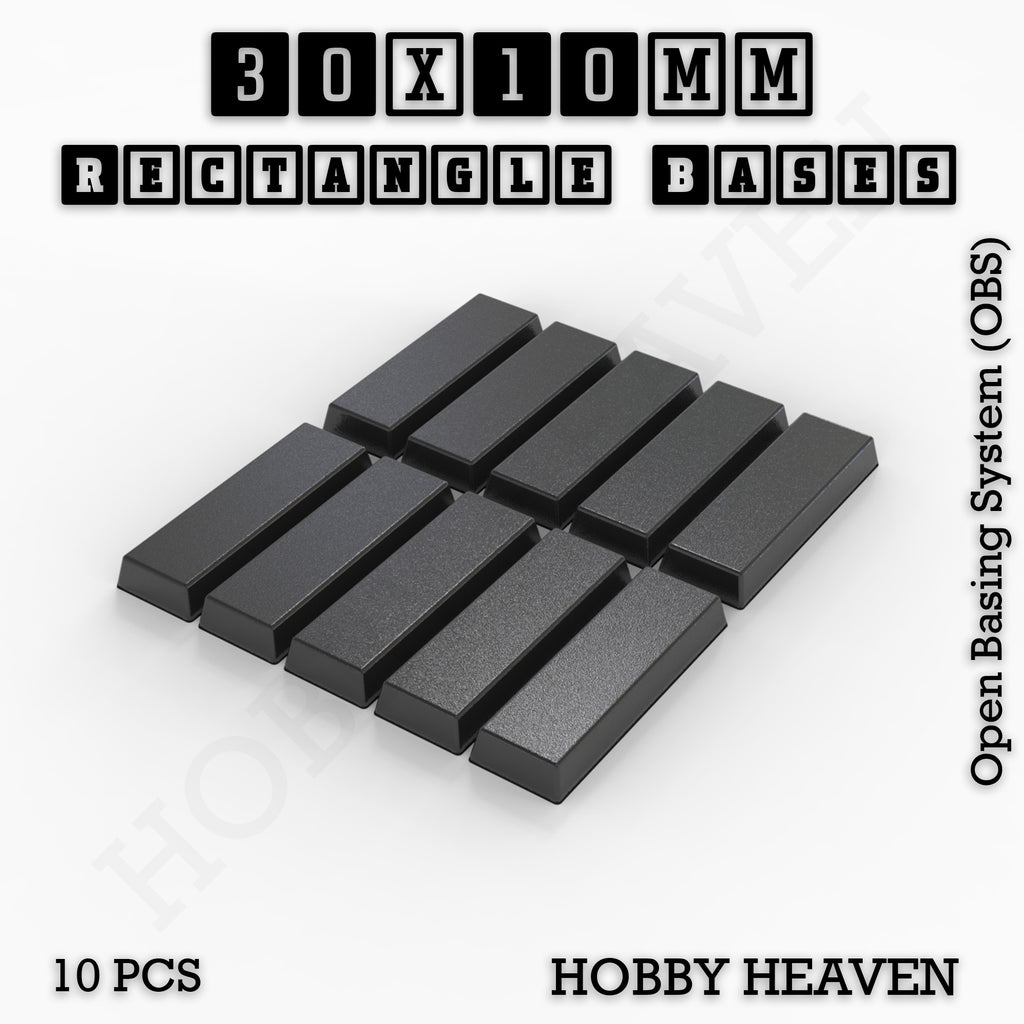 Rectangle Bases Range Sizes - 75x30mm to 125x40mm Medium Sizes 3d Print Full Range Tabletop Games