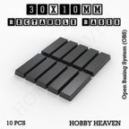 Rectangle Bases Range Sizes - 75x30mm to 125x40mm Medium Sizes 3d Print Full Range Tabletop Games