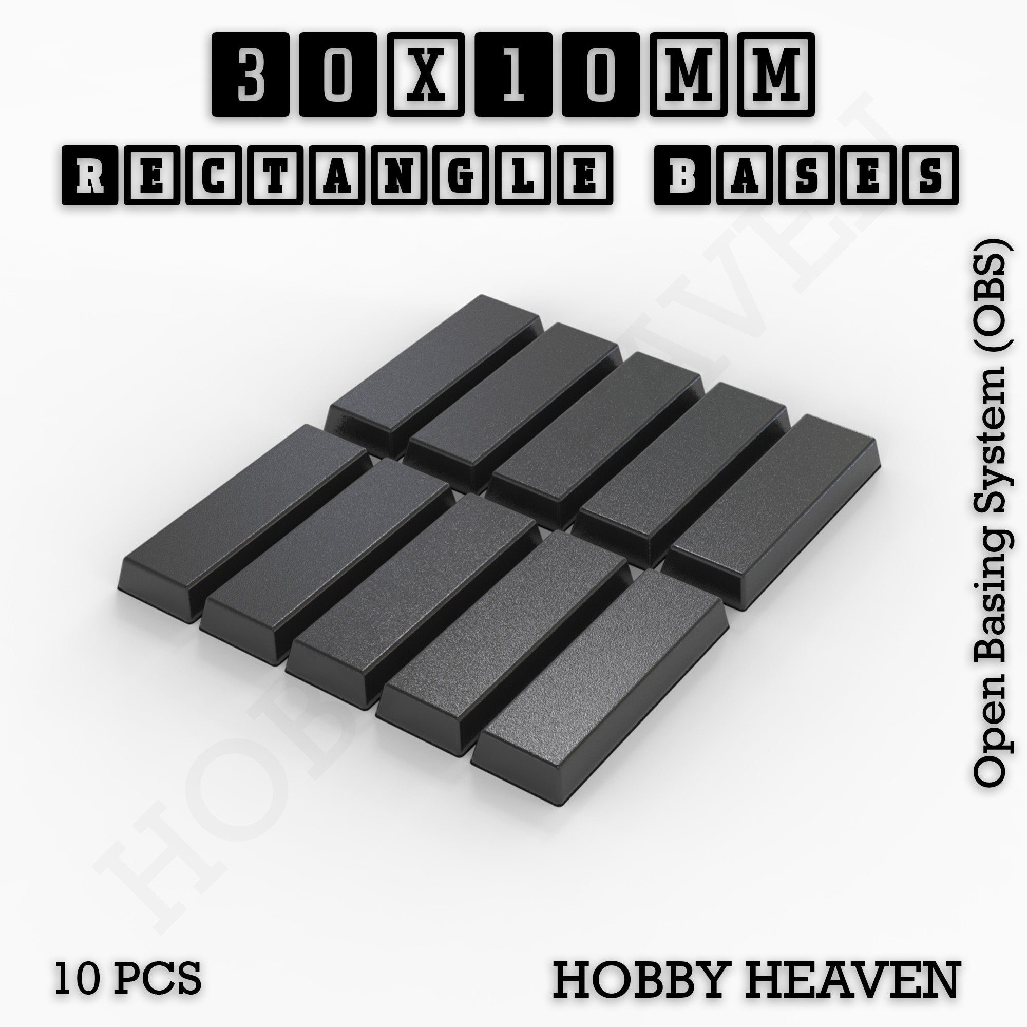 Rectangle Bases Range Sizes - 75x30mm to 125x40mm Medium Sizes 3d Print Full Range Tabletop Games