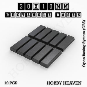 Rectangle Bases Range Sizes - 20x15mm to 75x25mm Small Sizes 3d Print Full Range Tabletop Games