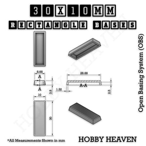 Rectangle Bases Range Sizes - 20x15mm to 75x25mm Small Sizes 3d Print Full Range Tabletop Games