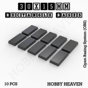Rectangle Bases Range Sizes - 20x15mm to 75x25mm Small Sizes 3d Print Full Range Tabletop Games