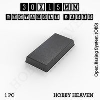 Rectangle Bases Range Sizes - 20x15mm to 75x25mm Small Sizes 3d Print Full Range Tabletop Games
