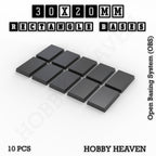 Rectangle Bases Range Sizes - 75x30mm to 125x40mm Medium Sizes 3d Print Full Range Tabletop Games