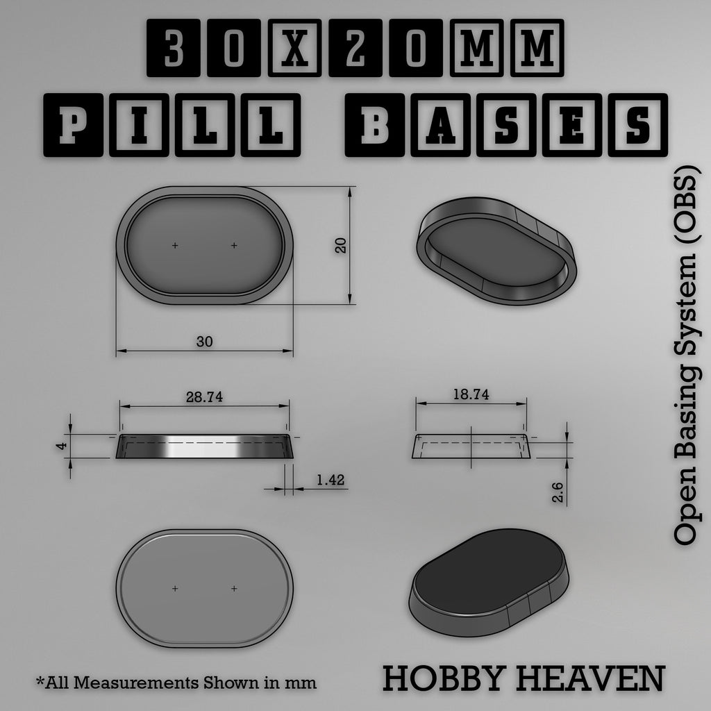 Pill Bases Range - 3d Print Full Range Tabletop Games