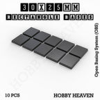 Rectangle Bases Range Sizes - 75x30mm to 125x40mm Medium Sizes 3d Print Full Range Tabletop Games