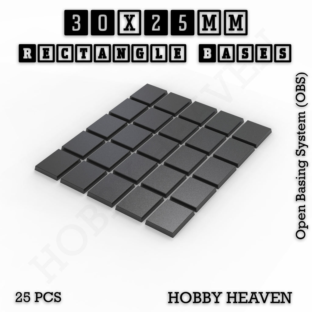 Rectangle Bases Range Sizes - 75x30mm to 125x40mm Medium Sizes 3d Print Full Range Tabletop Games