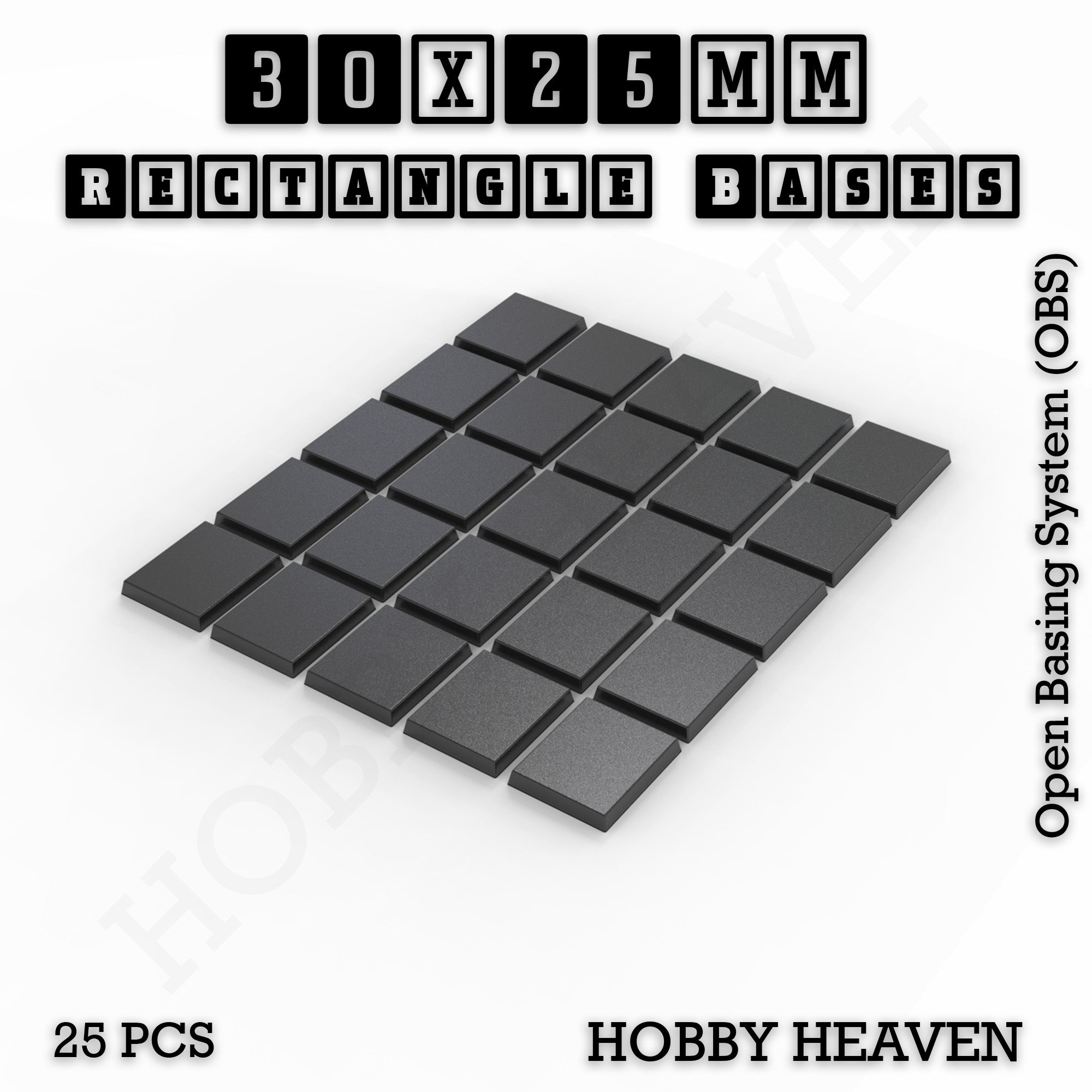 Rectangle Bases Range Sizes - 75x30mm to 125x40mm Medium Sizes 3d Print Full Range Tabletop Games