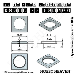 Round to Square Bases Shape and Size Converters 3d Print Full Range