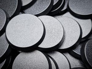 Close-up of 32mm round bases for Age of Sigma