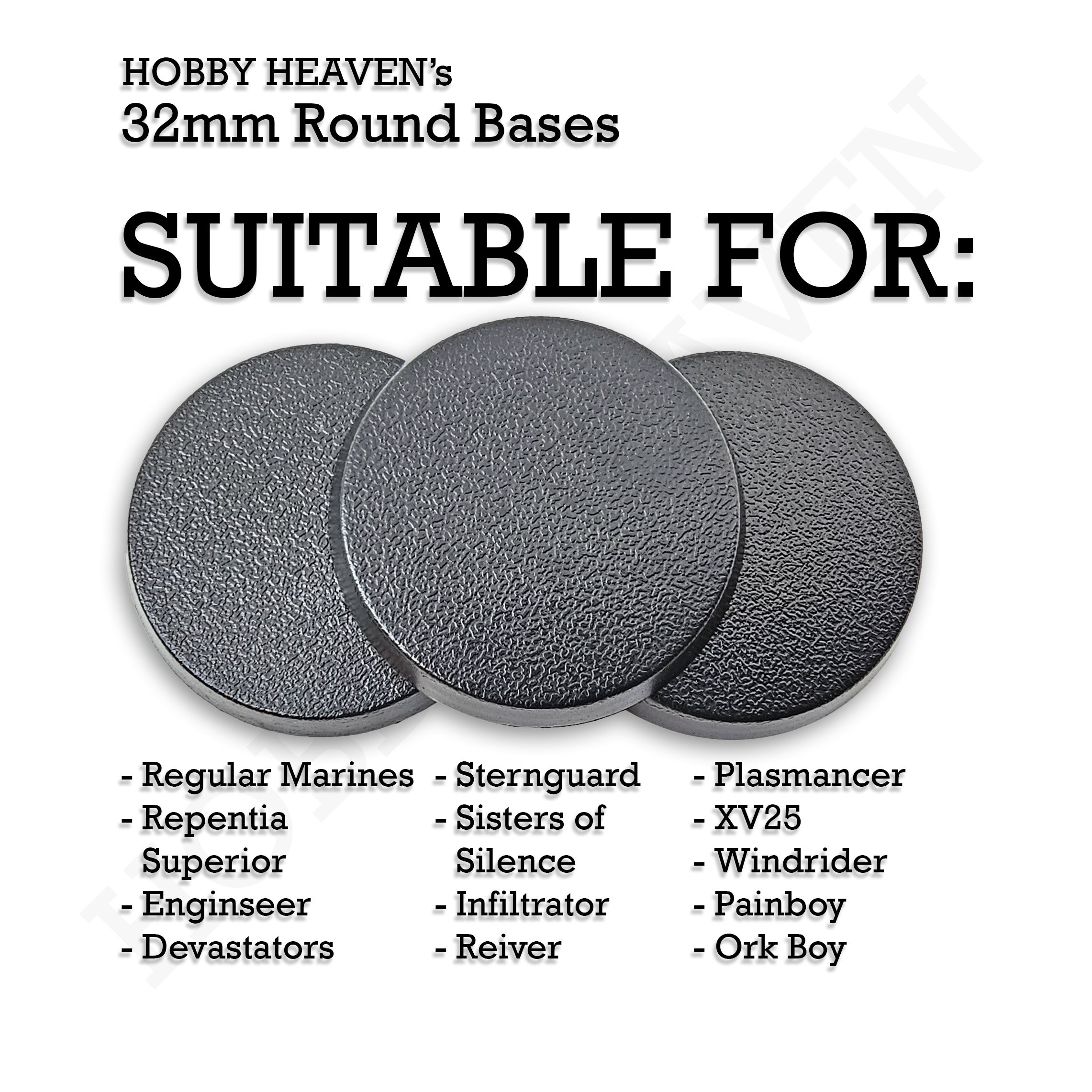 Examples of use 32mm round bases
