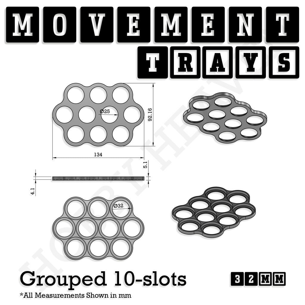 32mm Movement Trays for Tabletop Games | Compatible with Popular Miniatures | Full Range