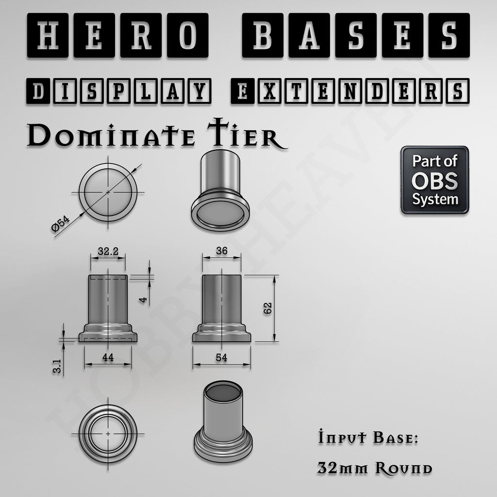 Hero Bases Display Extenders | Round and Ovals | Convert Gaming Bases to Display Bases & Plinths