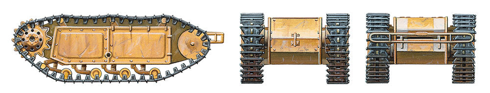 Drawings of the Goliath from above, front and rear