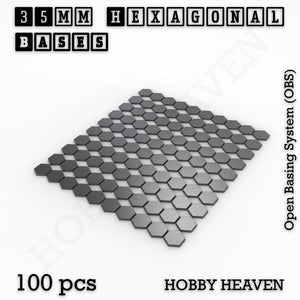 Hexagonal Bases 10mm to 200mm 3d Print Full Range Tabletop Games