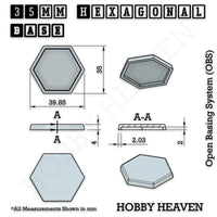 Hexagonal Bases 10mm to 200mm 3d Print Full Range Tabletop Games
