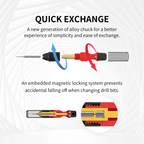 PT-HD quick-exchange alloy chuck with magnetic locking, exploded cross-section view