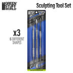 Green Stuff World 3x Sculpting Tools stainless steel set in packaging