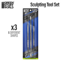 Green Stuff World 3x Sculpting Tools stainless steel set in packaging
