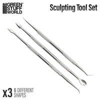 Green Stuff World 3x Sculpting Tools stainless steel double-ended set
