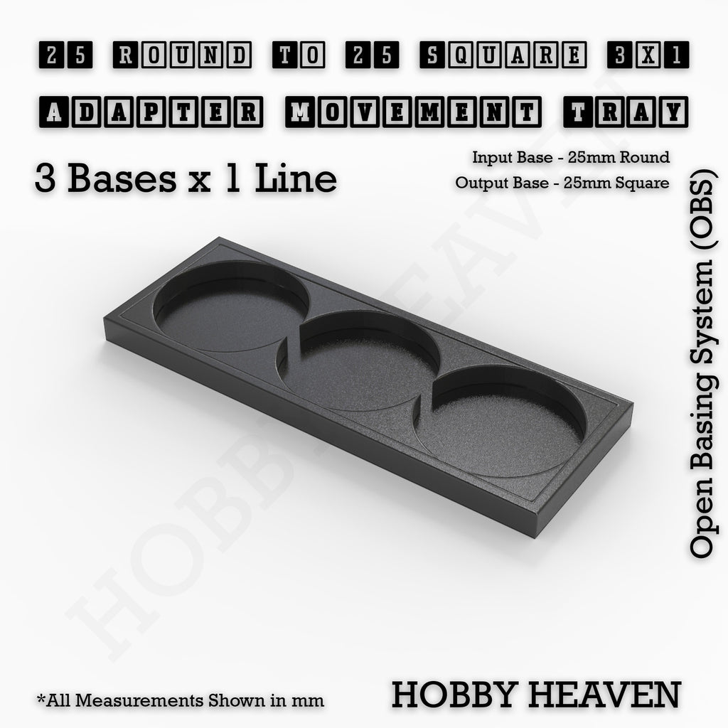 Round to Square Movement Trays Adapters for Tabletop Games