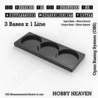 Round to Square Movement Trays Adapters for Tabletop Games
