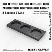 Round to Square Movement Trays Adapters for Tabletop Games
