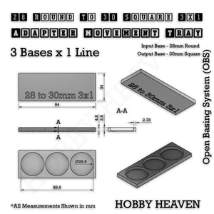 Round to Square Movement Trays Adapters for Tabletop Games