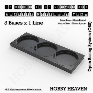 Round to Square Movement Trays Adapters for Tabletop Games
