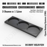 Round to Square Movement Trays Adapters for Tabletop Games
