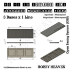 Technical drawing of the 40 to 50 mm square adapter, 3 × 1 formation: 154 × 54 mm overall, 5 mm tall.