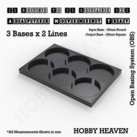 Round to Square Movement Trays Adapters for Tabletop Games
