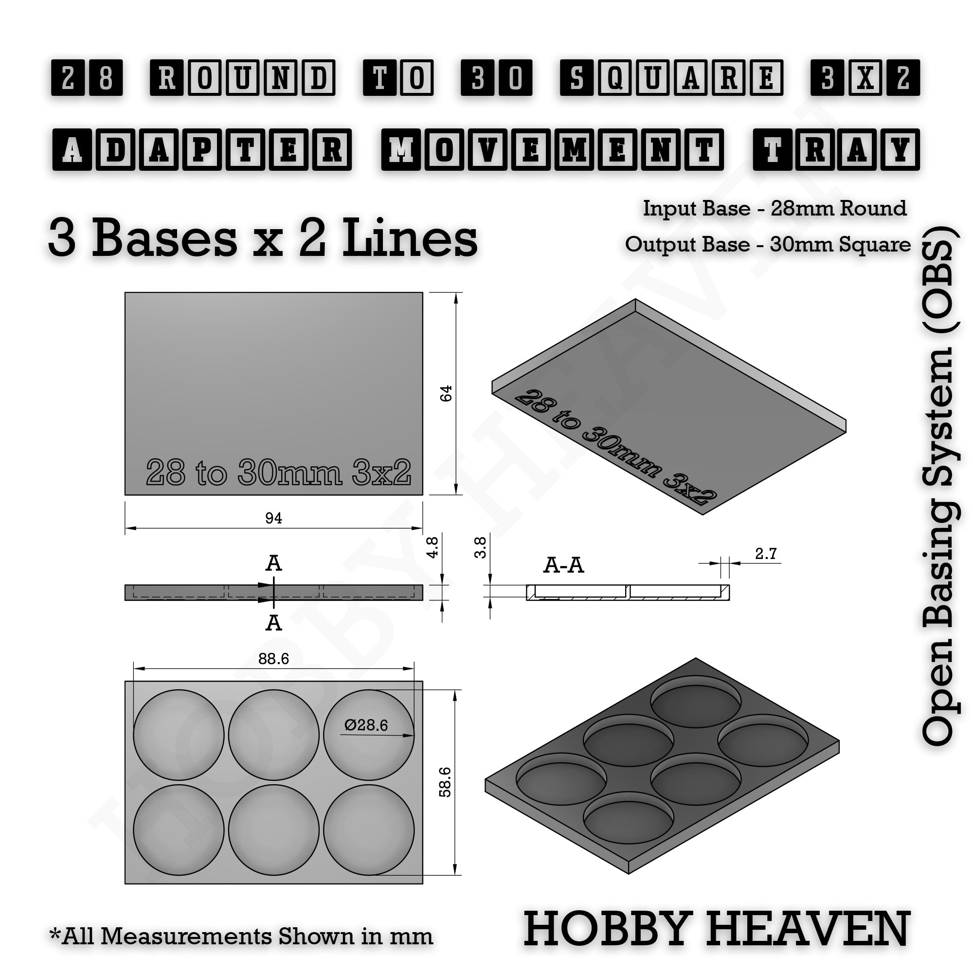Round to Square Movement Trays Adapters for Tabletop Games
