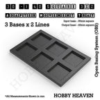CGI render of the 30 to 40 mm square adapter, 3 × 2 formation, with 6 seats for 30 mm square bases.