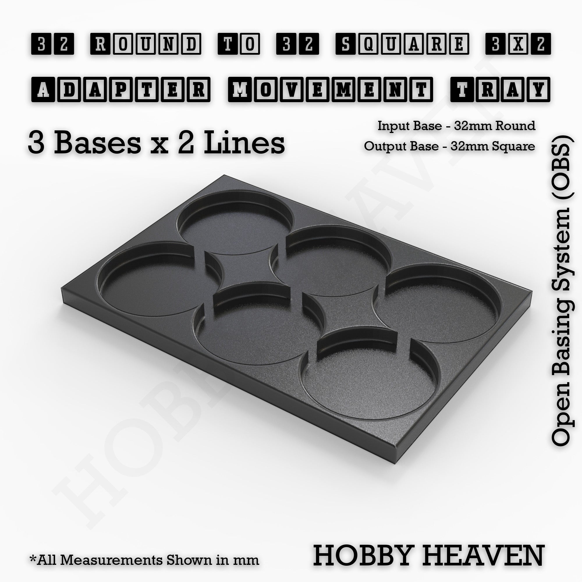 Round to Square Movement Trays Adapters for Tabletop Games