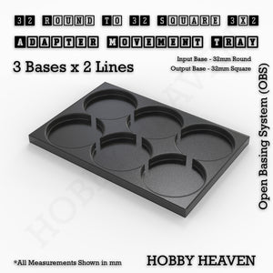 Round to Square Movement Trays Adapters for Tabletop Games