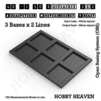 CGI render of the 40 to 50 mm square adapter, 3 × 2 formation, with 6 seats for 40 mm square bases.