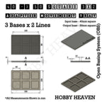 Technical drawing of the 40 to 50 mm square adapter, 3 × 2 formation: 154 × 104 mm overall, 5 mm tall.