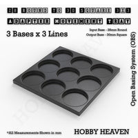 Round to Square Movement Trays Adapters for Tabletop Games
