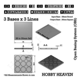 Round to Square Movement Trays Adapters for Tabletop Games
