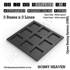 CGI render of the 30 to 40 mm square adapter, 3 × 3 formation, with 9 seats for 30 mm square bases.