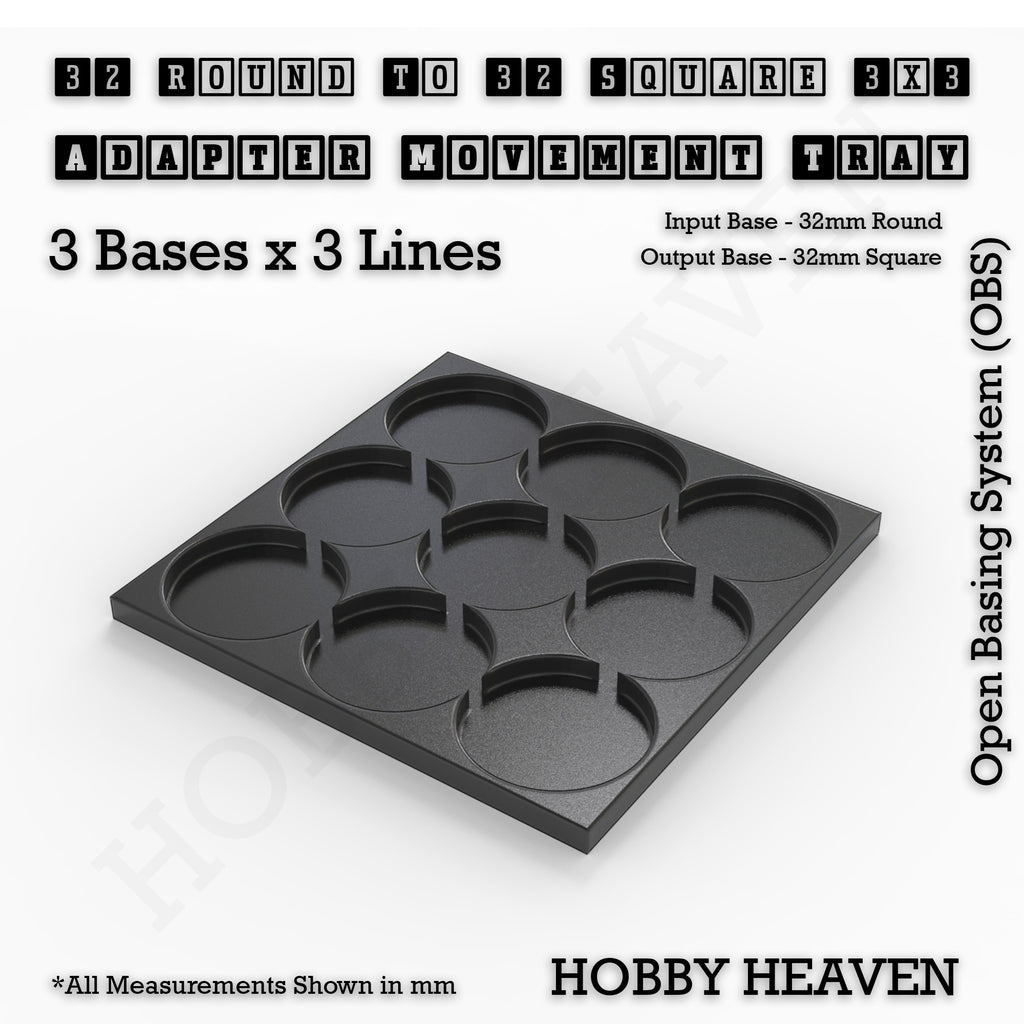 Round to Square Movement Trays Adapters for Tabletop Games