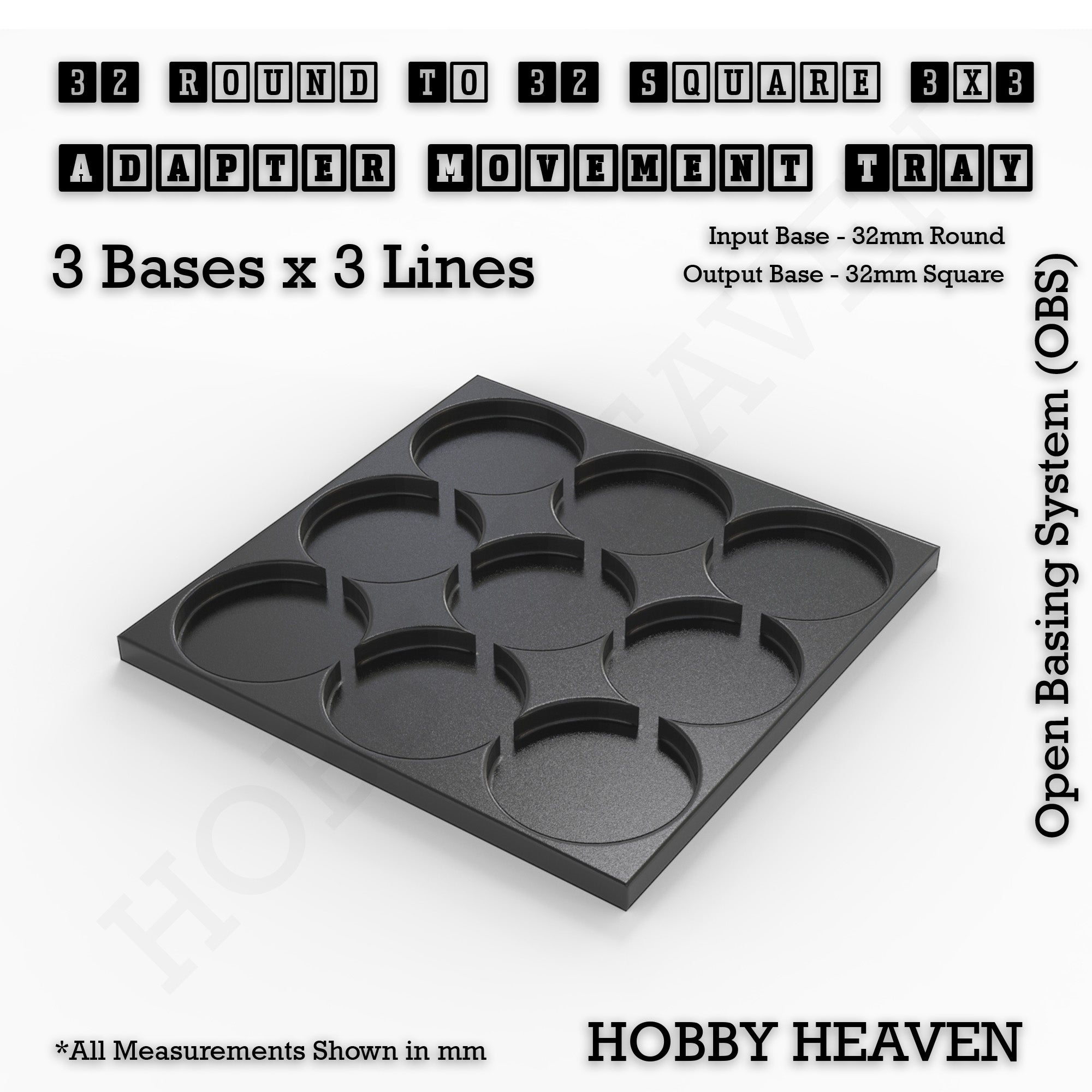 Round to Square Movement Trays Adapters for Tabletop Games