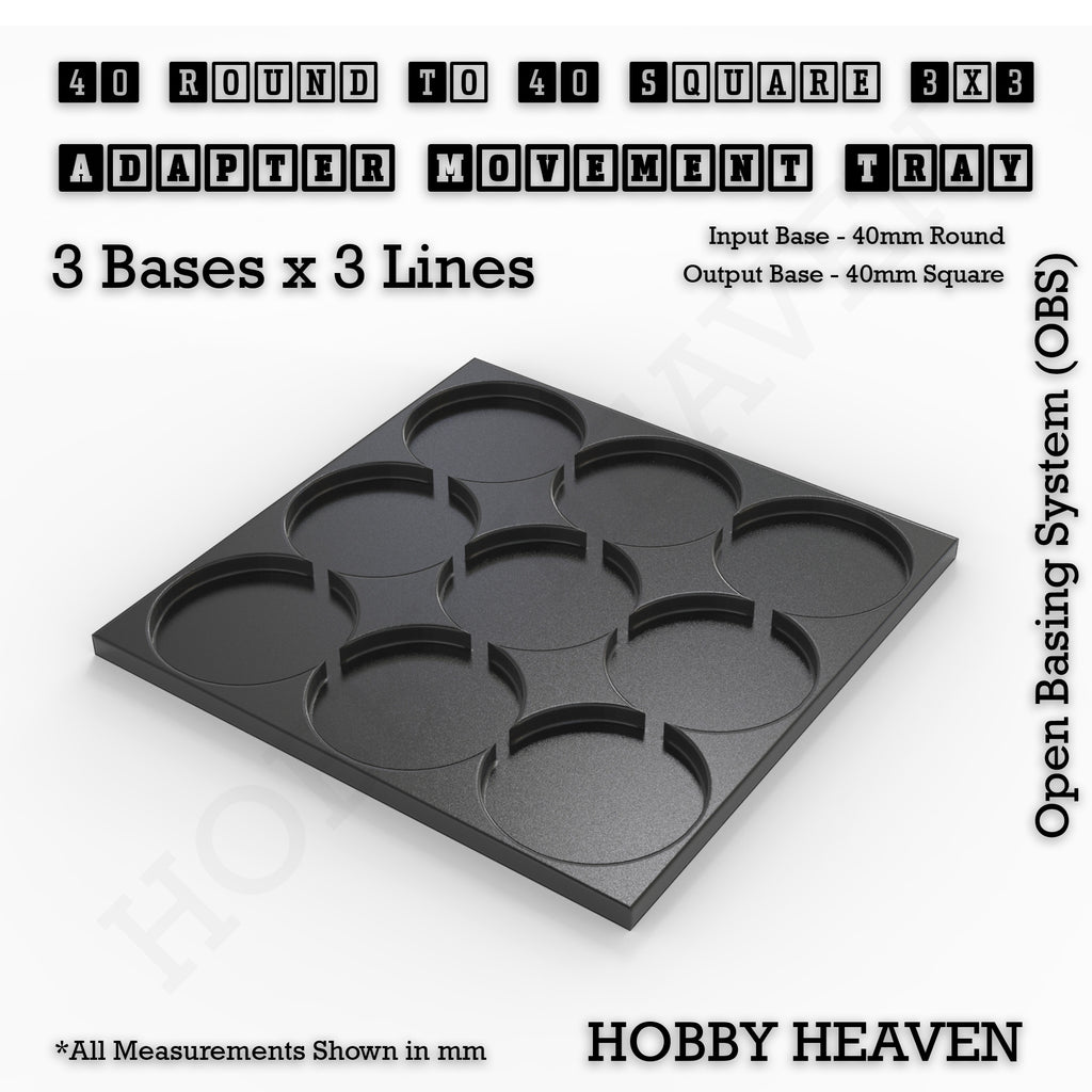 Round to Square Movement Trays Adapters for Tabletop Games