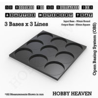 Round to Square Movement Trays Adapters for Tabletop Games