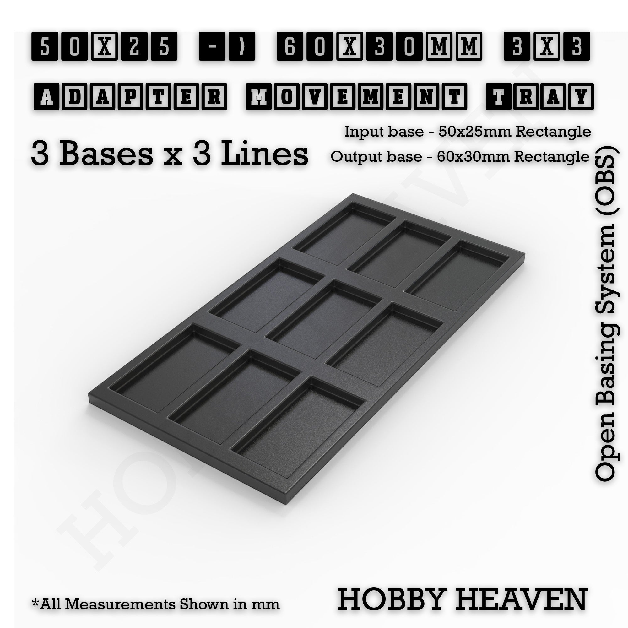 Square and Rectangle Movement Trays Adapters for Tabletop Games