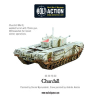 Painted Churchill Tank with 75mm gun variant in a Bolt Action WWII game
