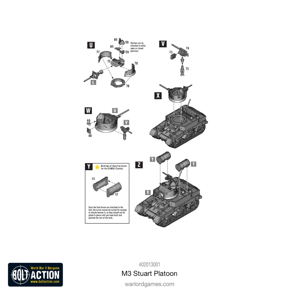 Assembly instructions: final stages, turret fittings and stowage